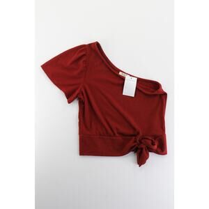 NWT PST by Prject Social T red one sleeve crop top womens medium coquette‎